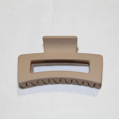 Beige Medium Rectangle Claw Clip